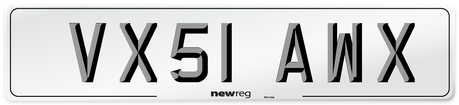 VX51 AWX Number Plate from New Reg